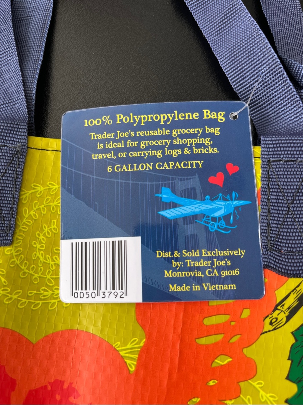 Trader Joe's Reusable Grocery California Bag, NWT - Picture 7 of 7